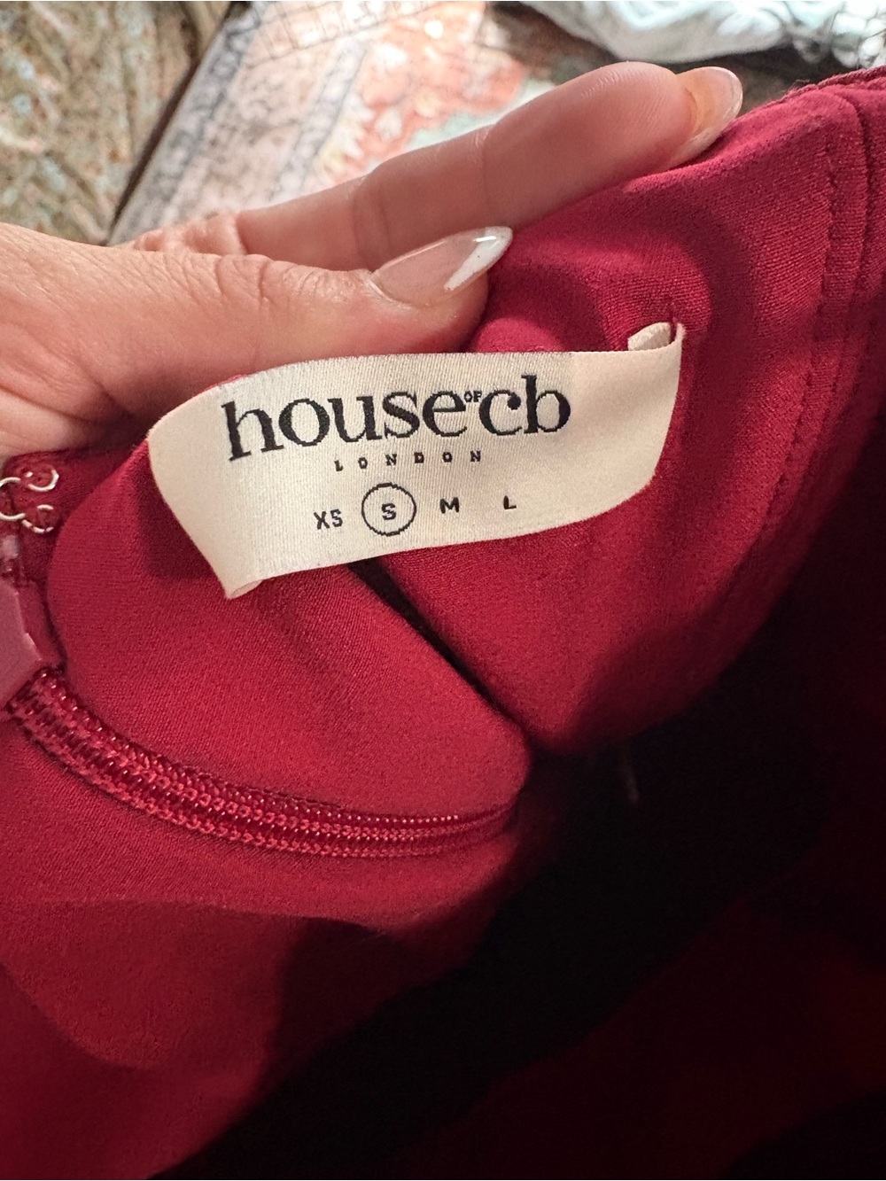 House of CB Burgundy High-Low Satin Slip Dress - Picture 6 of 6